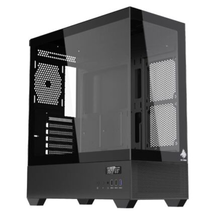CASE EAGLE WARRIOR CG01TZRA001C MID TOWER SIN VENTILACION INCLUIDA CON VIDRIO TEMPLADO FRONTAL Y LATERAL SIN FUENTE CON PANTALLA DIGITAL