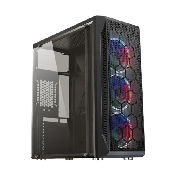 CASE GAMING RGB EAGLE WARRIOR CG08Z3RA002C MID TOWER VENTILADORES 3 DE 120MM CON VIDRIO LATERAL Y MALLA FRONTAL - Imagen 2