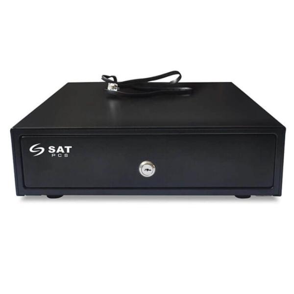GAVETA DE DINERO PUNTO DE VENTA SAT AMERICA RS100 RJ11 3 COMPARTIMENTOS BILLETES 4 MONEDAS APERTURA AUTOMATICA Y LLAVE CAJA 130 X 310 X 410 MM 4070010000020 - Imagen 2