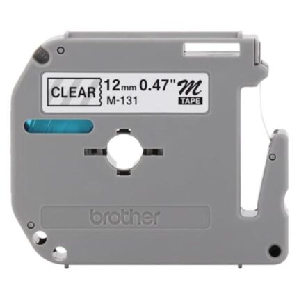CINTA BROTHER M131 NO LAMINADA NEGRO SOBRE TRANSPARENTE DE 12MM