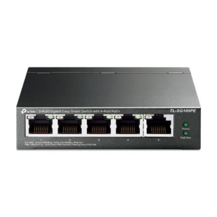 SWITCH TP LINK TL-SG105PE(UN) 5 PUERTOS RJ45 GIGABIT / 4 PUERTOS POE+ 10/100/1000 MBPS ADMINISTRABLE