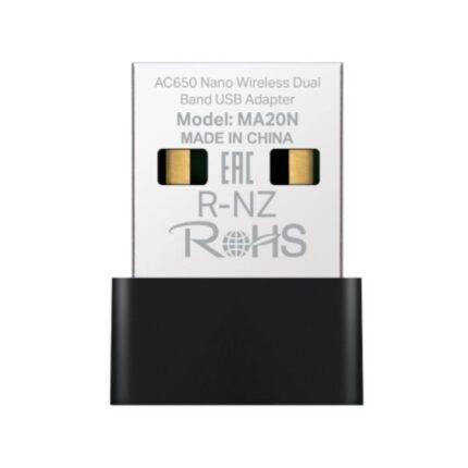 ADAPTADOR DE RED MERCUSYS MA20N(US) DUAL BAND USB 2.0 433 MBPS (5 GHz) + 200  MBPS (2,4 GHz)
