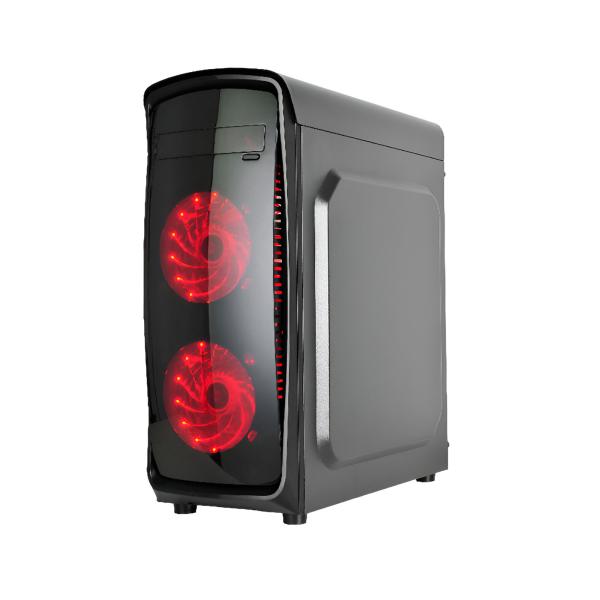 CASE GAMING AGILER MID TOWER VENTILADORES 4 DE 120MM LED ROJACON VIDRIO FRONTAL AGI-C008
