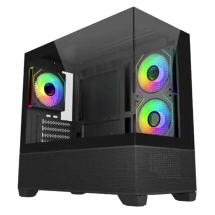 CASE RGB COOLER MASTER ELITE 490 MINI TOWER VENTILADORES 3 DE 120MM CON VIDRIO FRONTAL Y LATERAL E490-KHNN-S00