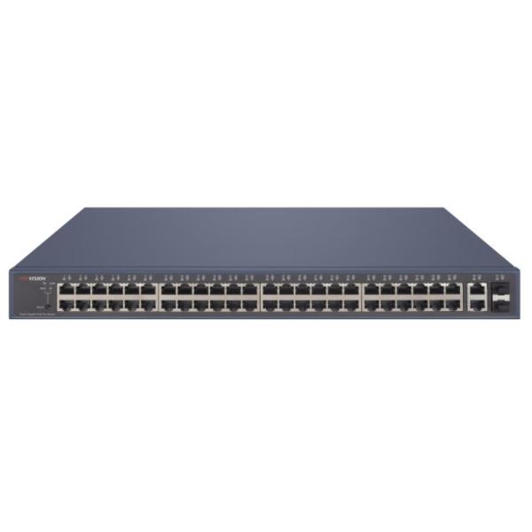 SWITCH HIKVISION DS-3E1552P-SI 48 PUERTOS GIGABIT POE / 2 PUERTOS GIGABIT RJ45 / 2 PUERTOS SFP 104 GBPS SMART MANAGED ADMINISTRABLE
