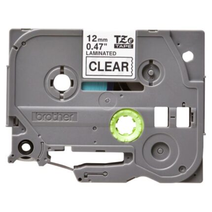 CINTAS DE ETIQUETADO BROTHER TZE131G 12MM X 8M COMPATIBLE CON P-TOUCH NEGRO SOBRE FONDO TRANSPARENTE