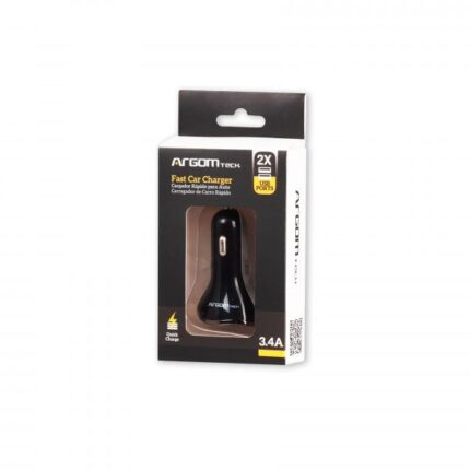 CARGADOR ARGOM USB PARA AUTO 2 PUERTOS USB ARG-AC-0117BK