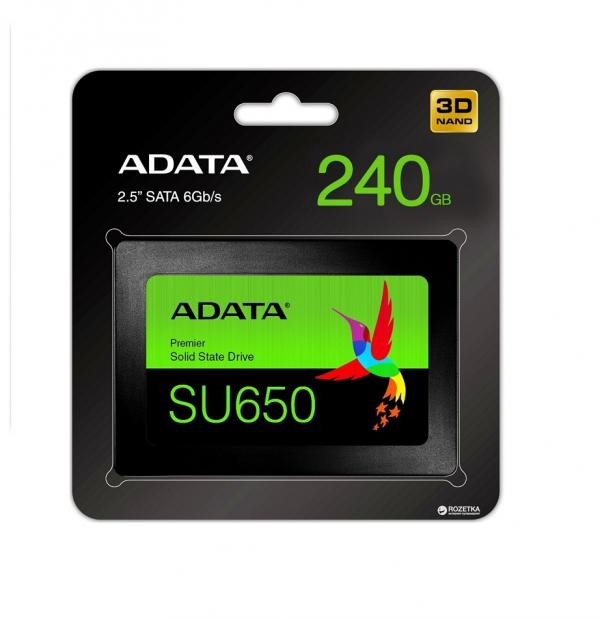 HD INTERNO SOLIDO 240GB ADATA SU650 2.5 PULG SATA III 520MB/S / 450MB/S ASU650SS-240GT-R