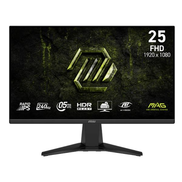 MONITOR GAMING MSI MAG 255F X24 25 PULG PLANO 1920X1080 FHD 240 HZ RAPID IPS FREESYNC HDMI DISPLAYPORT HDR 9S6-3BC91M-001