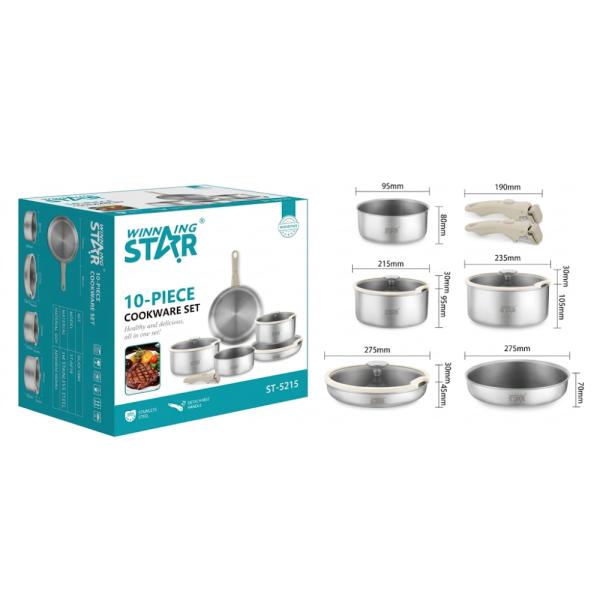 SET DE OLLAS WINNING STAR ST-5215 ALEACION ALUMINIO + ACERO 6 PIEZAS GUO-1083-WST-15595
