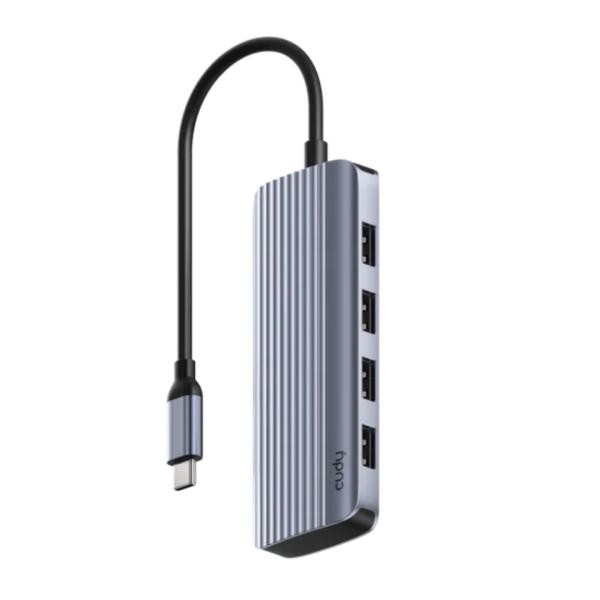 HUB CUDY UH500 1.0 USB-C CON 1 CONECTOR USB-C MACHO/ 1 HDMI 1.4/ 4 PUERTOS USB-A Y HASTA 5 GBPS/ 4K/ 2K PLUG-AND-PLAY