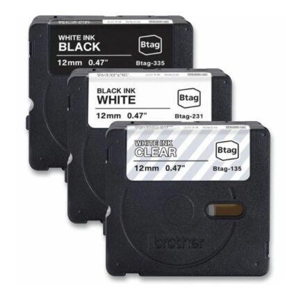 CINTA PARA ETIQUETADORA BROTHER BTAG3M01 12MM X 4M 3PK SURTIDO BLANCO/NEGRO/TRANSPARENTE