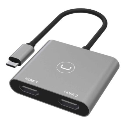 ADAPTADOR UNNO TEKNO HB1103GY USB-C 2X HDMI SOPORTE 4K Y PLUG & PLAY