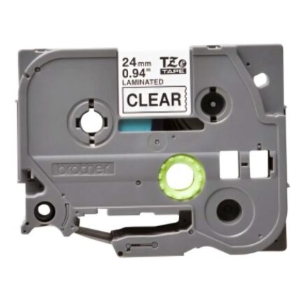 CINTA BROTHER TZE151G 24MM X 8M COMPATIBLE CON P-TOUCH NEGRA SOBRE TRANSPARENTE LAMINADA